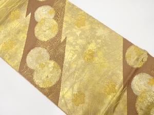 アンティーク　引箔　丸紋に花・流水・桐模様織り出し袋帯（材料）